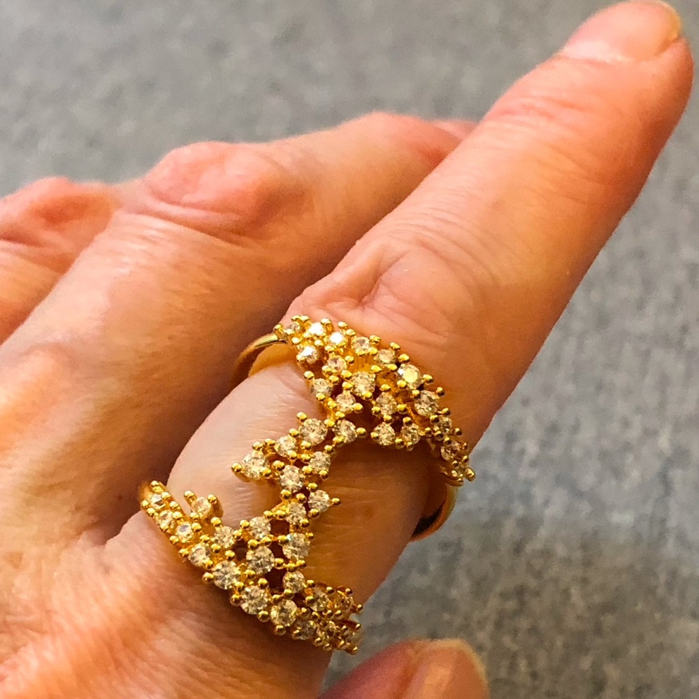 BaubleBar Adjustable Yellow-Gold CZ stones, gold plated. Brand new!